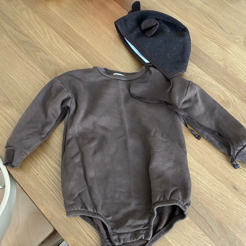 Briar baby and Colored Organics bear/monkey romper and bonnet costume